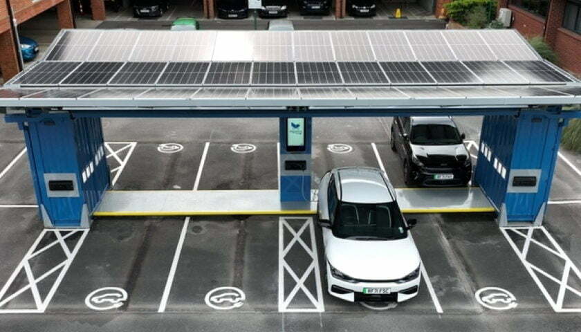 mini solar electric vehicle charging hub